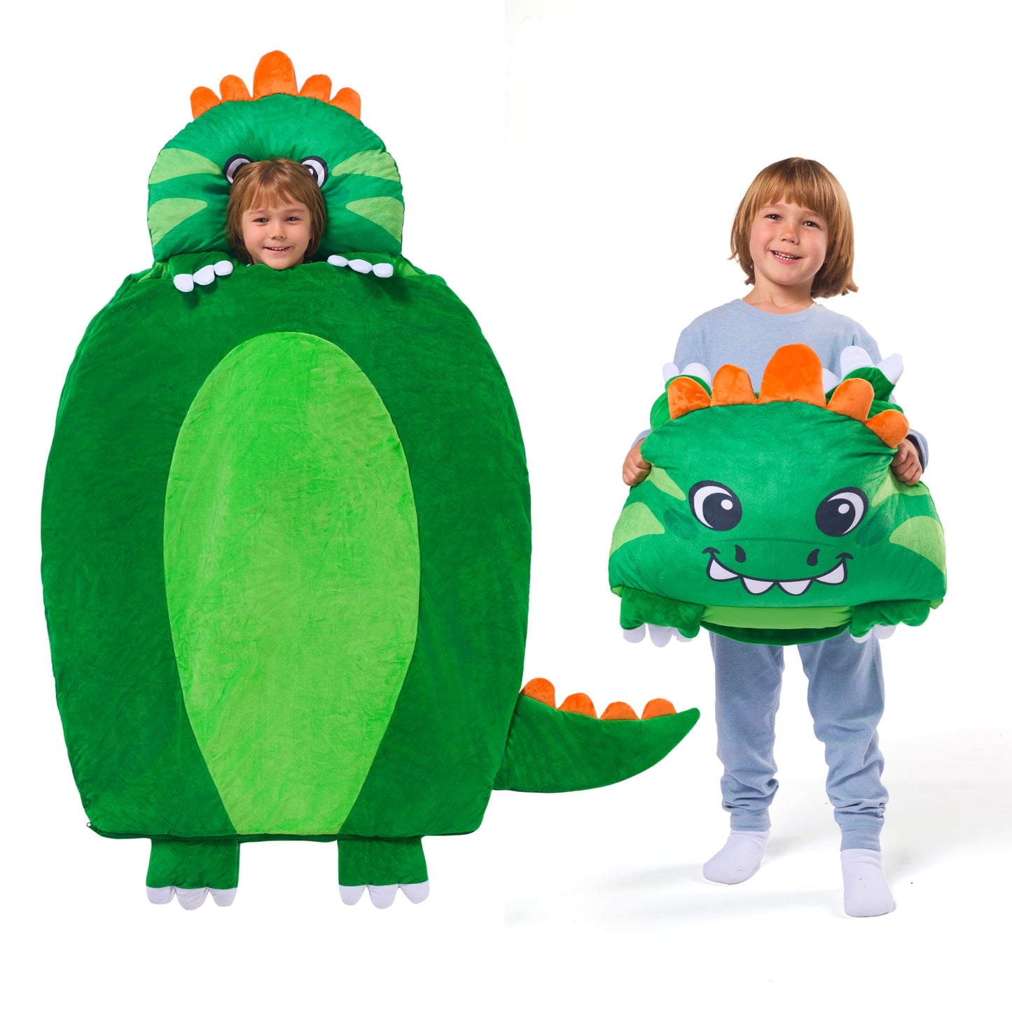 JOIEDOMI Kids Sleeping Bag Nap Mat 60x39 with Pillow & Blanket — Dinosaur Plush for Preschool & Daycare