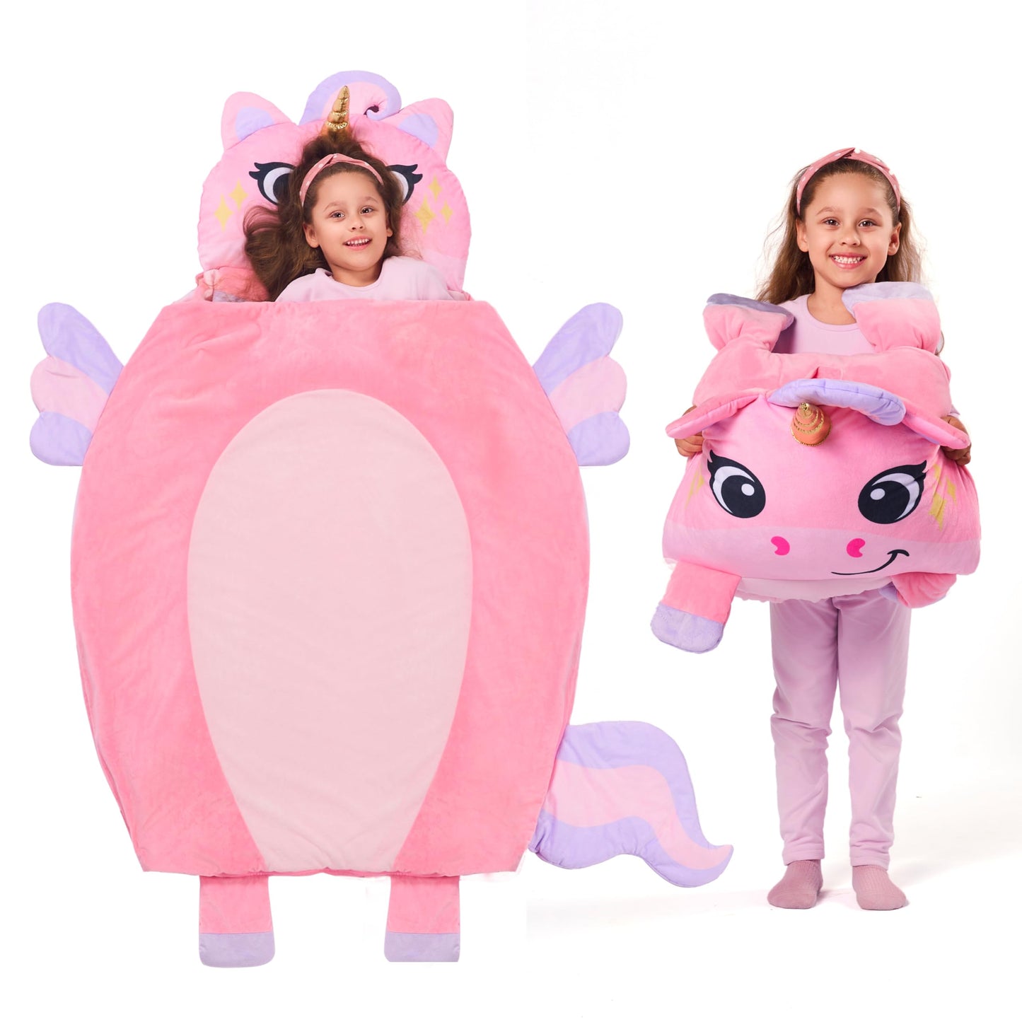 Joiedomi Kids Sleeping Bag Nap Mat – 60 x 39 in, Pillow & Blanket, Unicorn