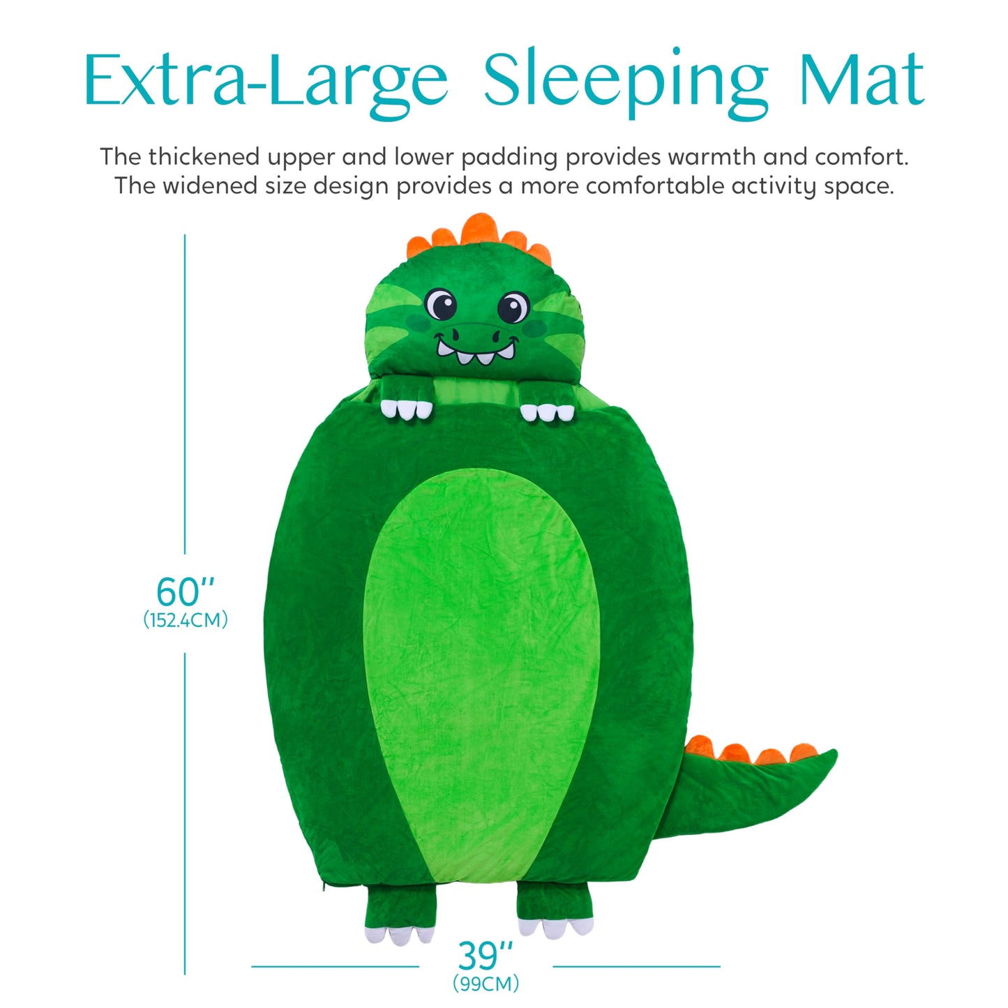 JOIEDOMI Kids Sleeping Bag Nap Mat 60x39 with Pillow & Blanket — Dinosaur Plush for Preschool & Daycare