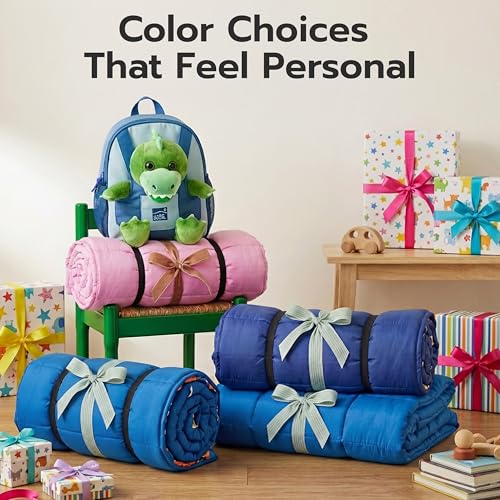 Joiedomi Toddler Sleeping Bag Nap Mat with Removable Pillow & Minky Blanket – 55x22, Dinosaur Design