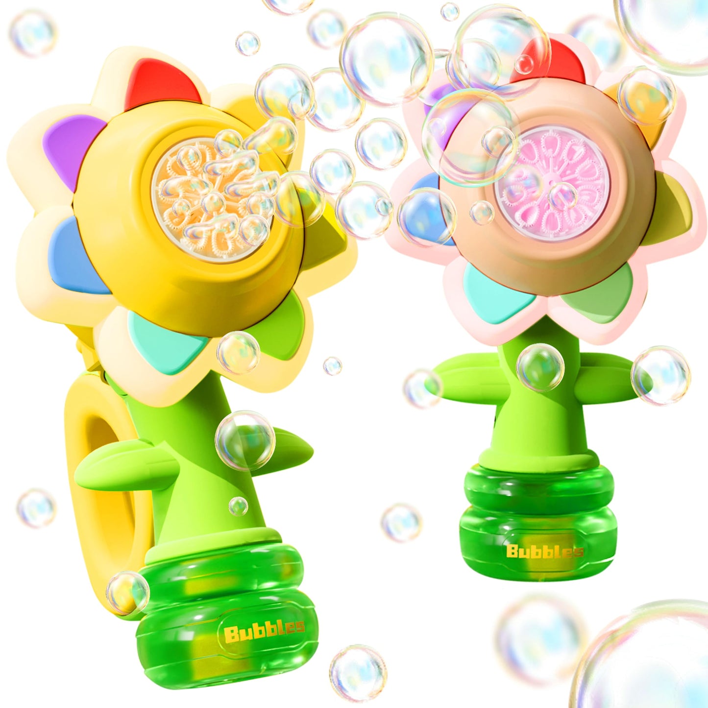 JOI MEW 2 Pack Rechargeable Flower Bubble Guns with LED Lights – 10 Refills