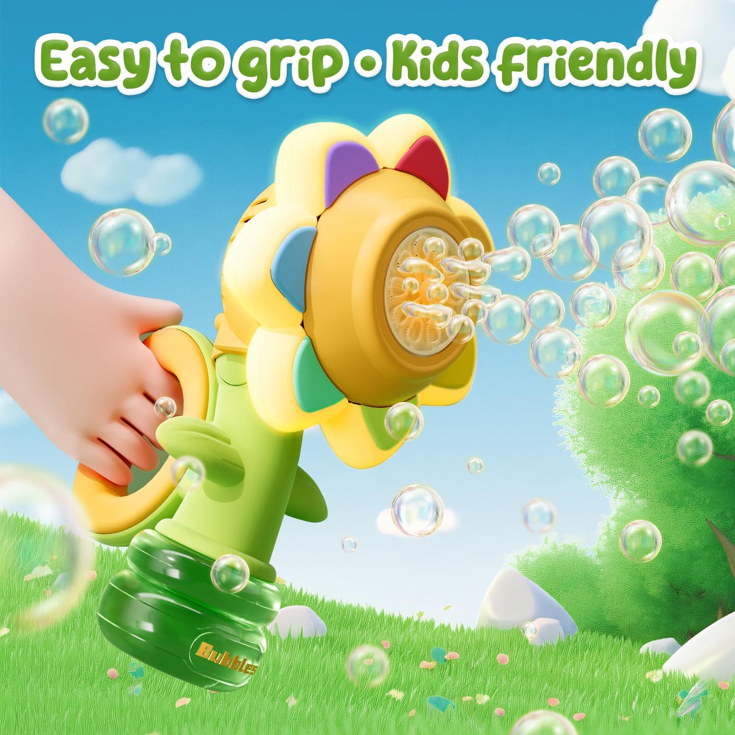 JOI MEW 2 Pack Rechargeable Flower Bubble Guns with LED Lights – 10 Refills
