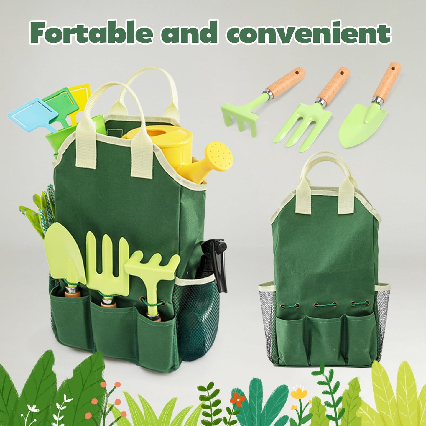 JOI MEW Kids Gardening Tools Set — Wooden-Handle Rake, Trowel & More