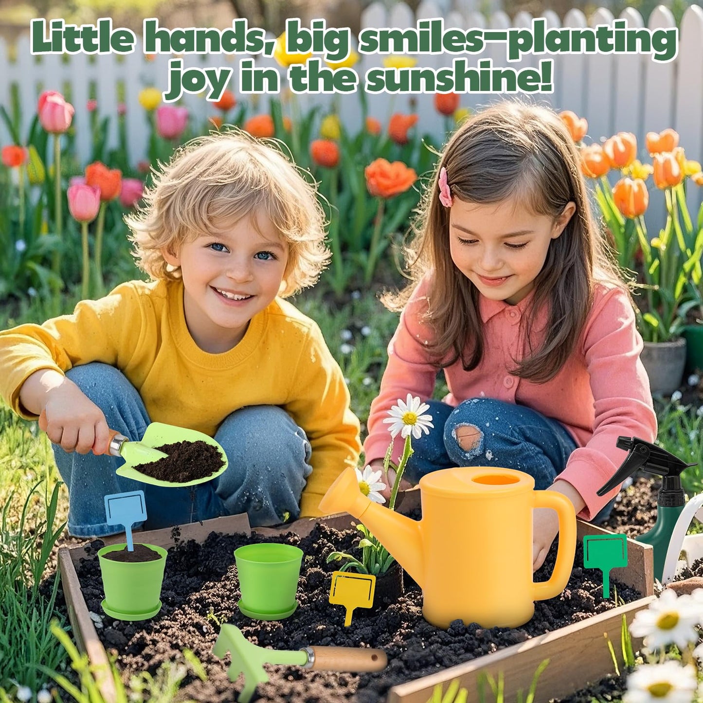 JOI MEW Kids Gardening Tools Set — Wooden-Handle Rake, Trowel & More