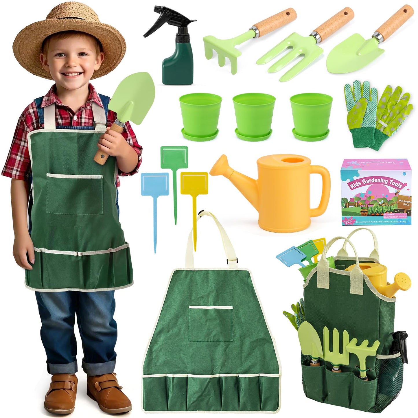 JOI MEW Kids Gardening Tools Set — Wooden-Handle Rake, Trowel & More