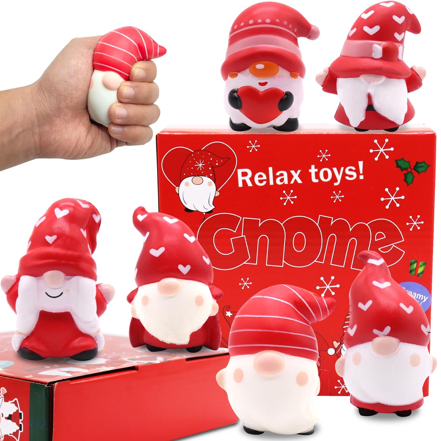 JOINBO Christmas Gnome Squishies – 6-Pack Slow Rising Stress Relief Toys for Kids