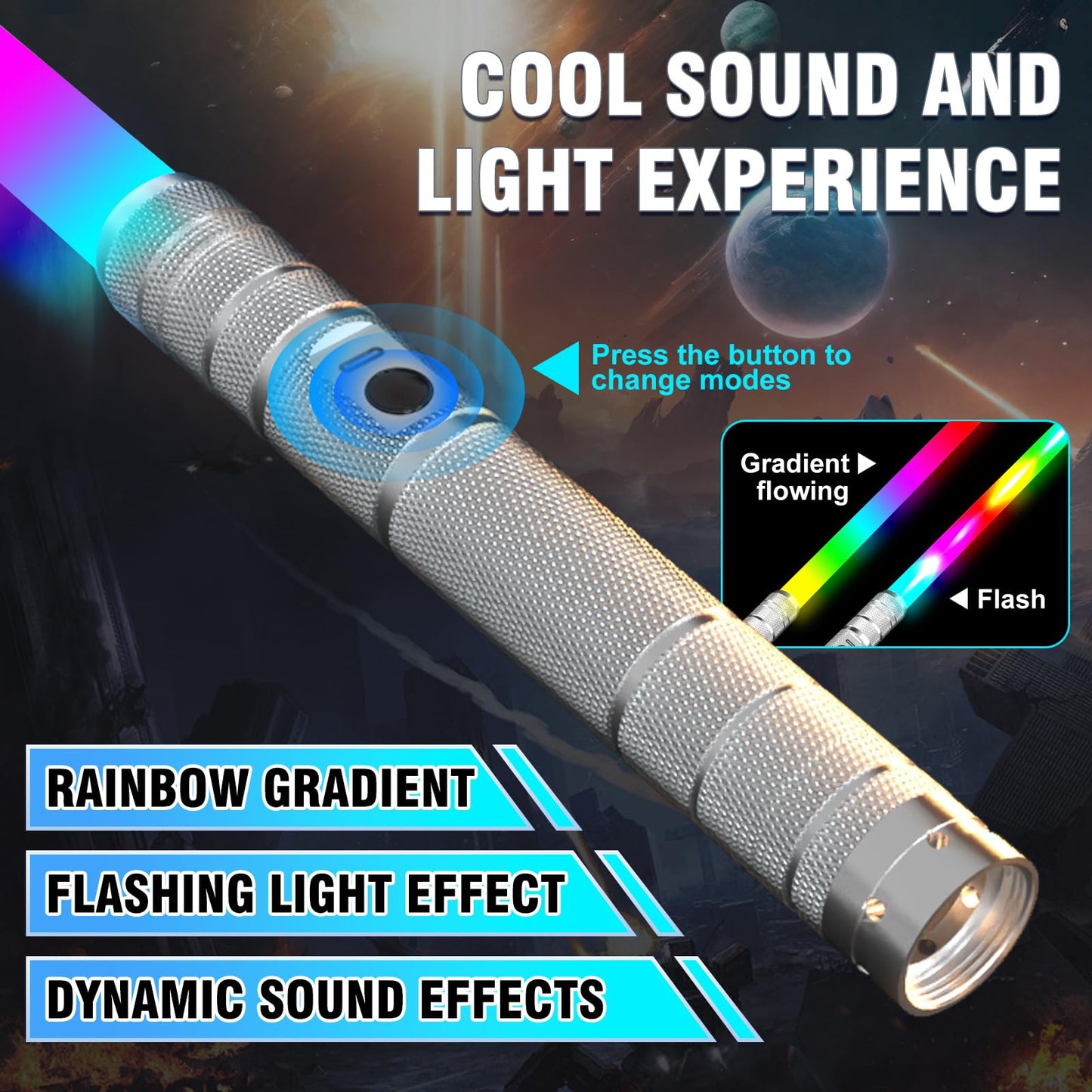 JOINBO Light Up Saber – RGB Colors, Motion-Sensor Dueling Sword for Adults & Kids