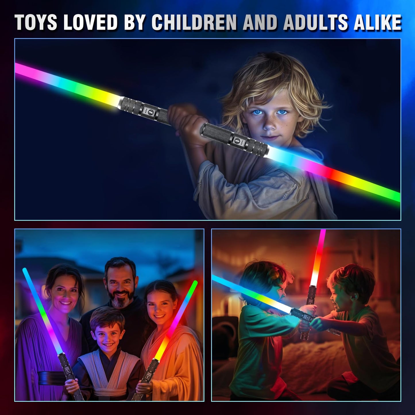 JOINBO Light Up Saber with Metal Hilt — 24.5-Inch LED Sword for Kids and Adults, Galaxy War Cosplay Prop