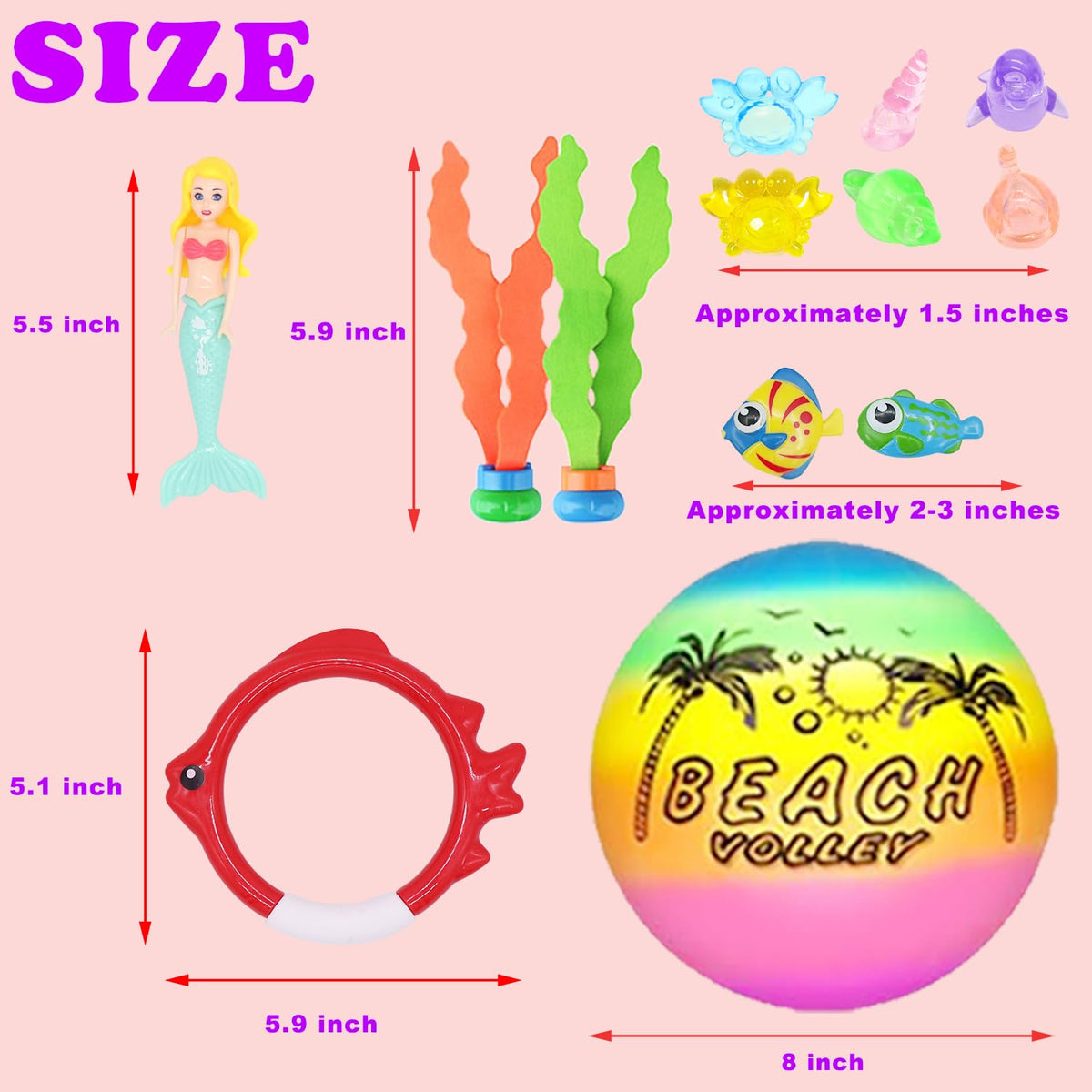 JOINBO 18 Pcs Diving Pool Toys for Kids 3-12 | Mermaid & Treasure Hunt Set with Storage Bag