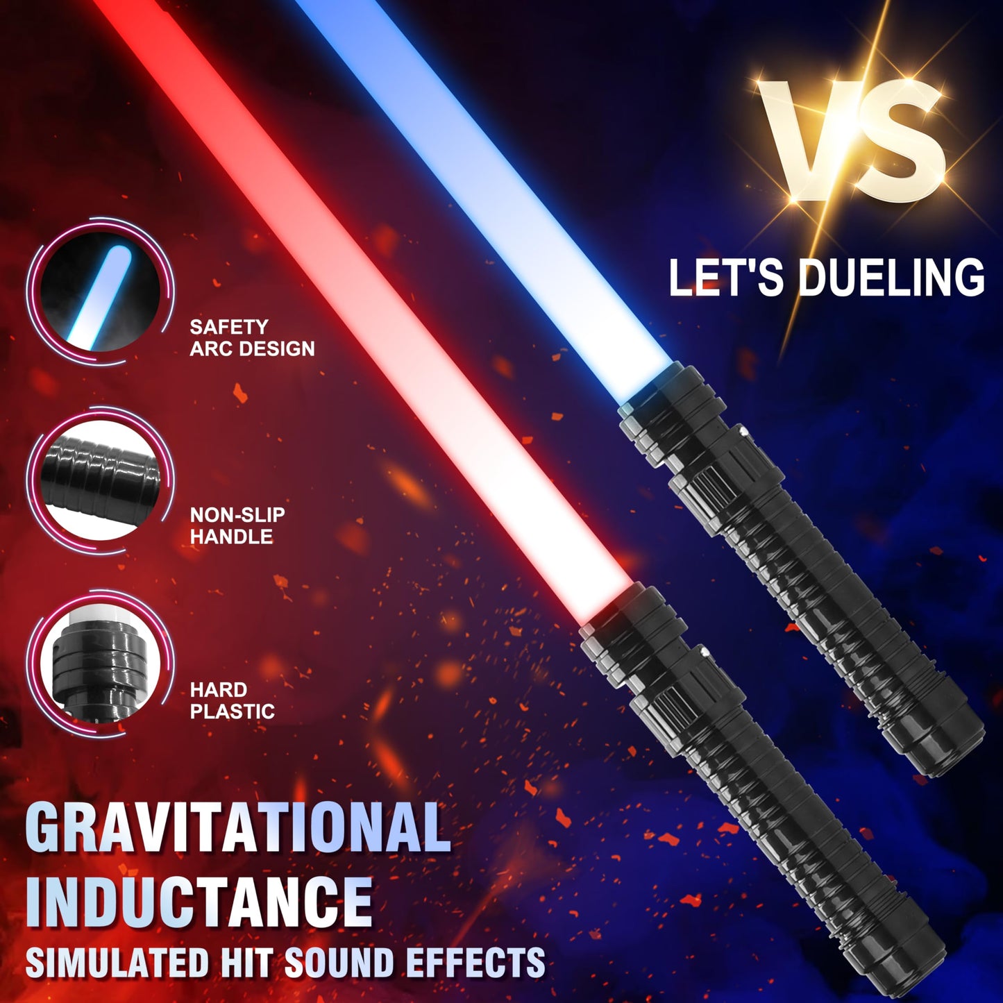 JOINBO Light Up Swords Saber 4-Pack – 7 Colors, FX Sound, Expandable 13–33 in