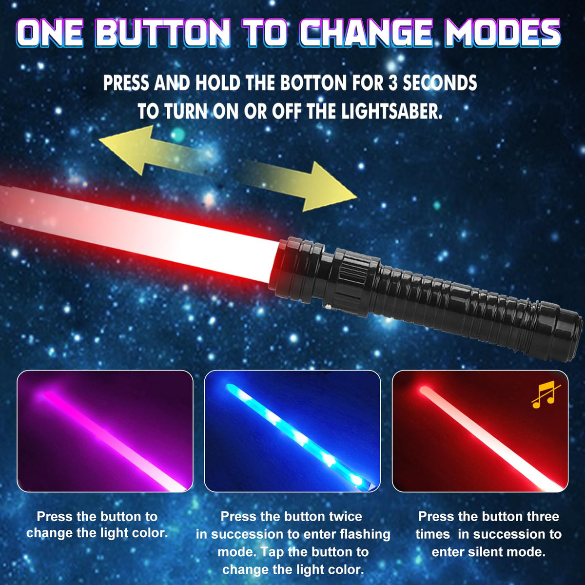 JOINBO Light Up Swords Saber for Kids - 2 Pack, 7 Color LED, Motion FX Sound, Expandable Blade (13-33in)