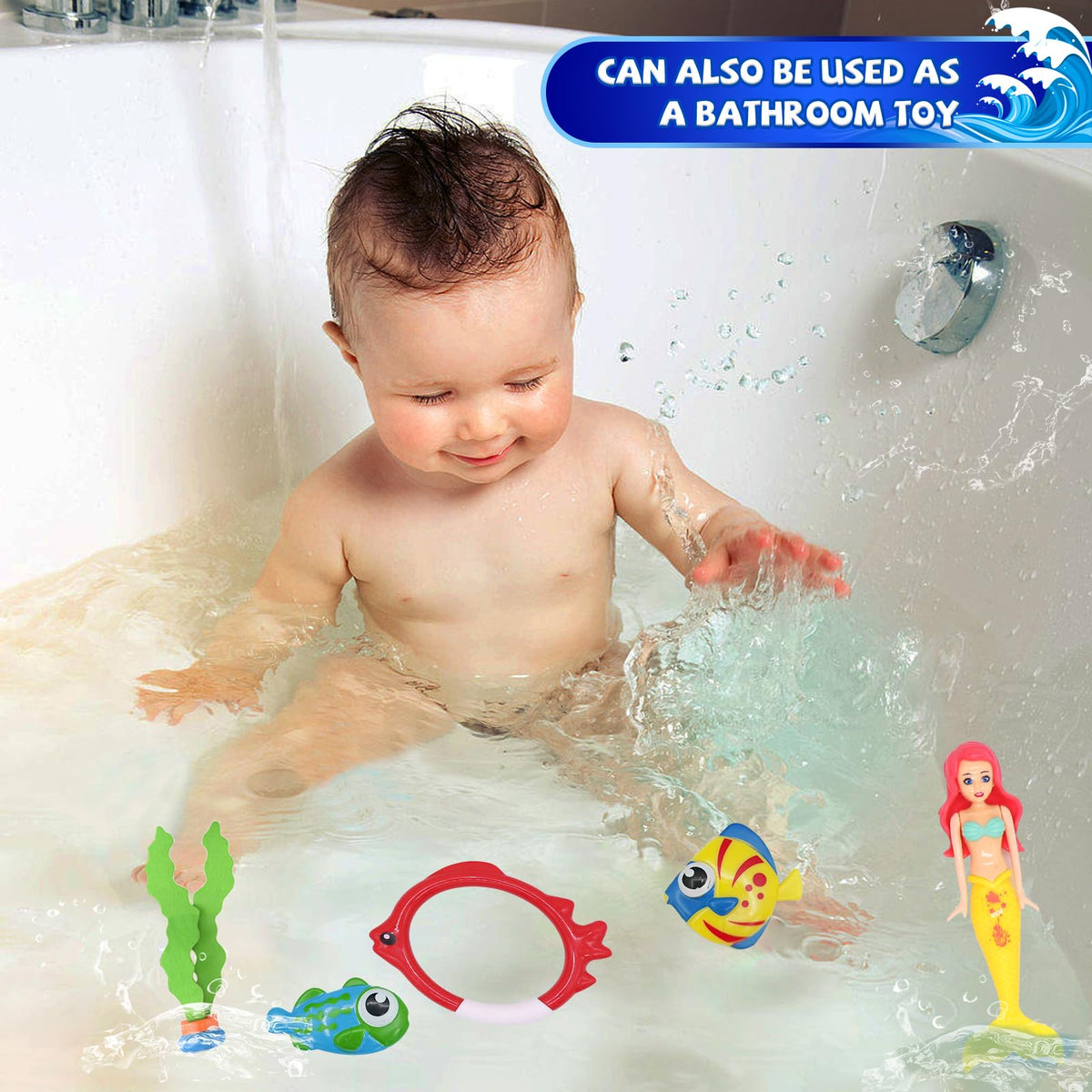 JOINBO 18 Pcs Diving Pool Toys for Kids 3-12 | Mermaid & Treasure Hunt Set with Storage Bag