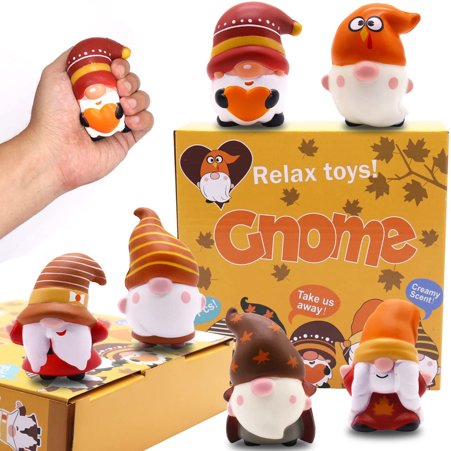 JOINBO Thanksgiving Gnomes Squishies – 6 Pack Kids' Stress Relief Toys