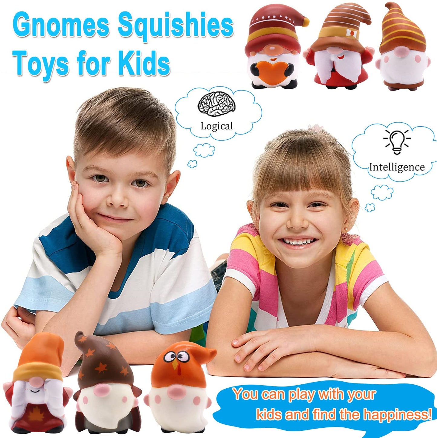 JOINBO Thanksgiving Gnomes Squishies – 6 Pack Kids' Stress Relief Toys