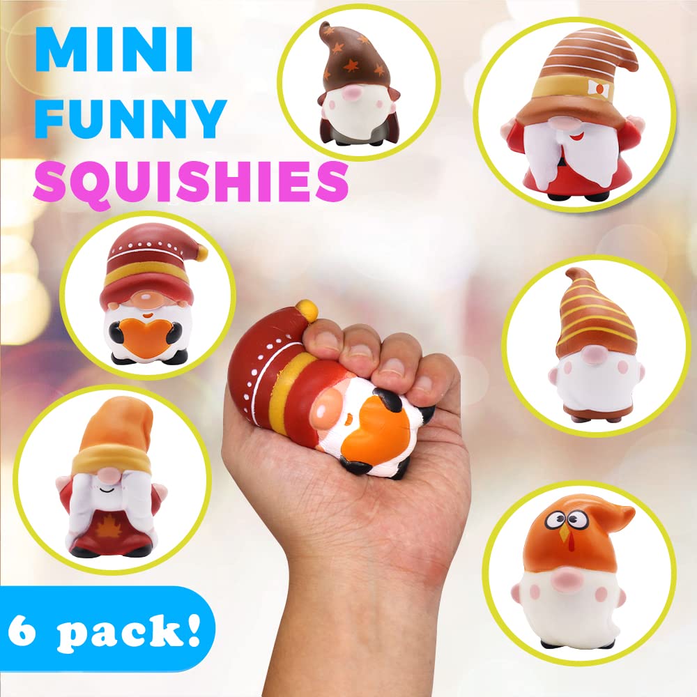 JOINBO Thanksgiving Gnomes Squishies – 6 Pack Kids' Stress Relief Toys