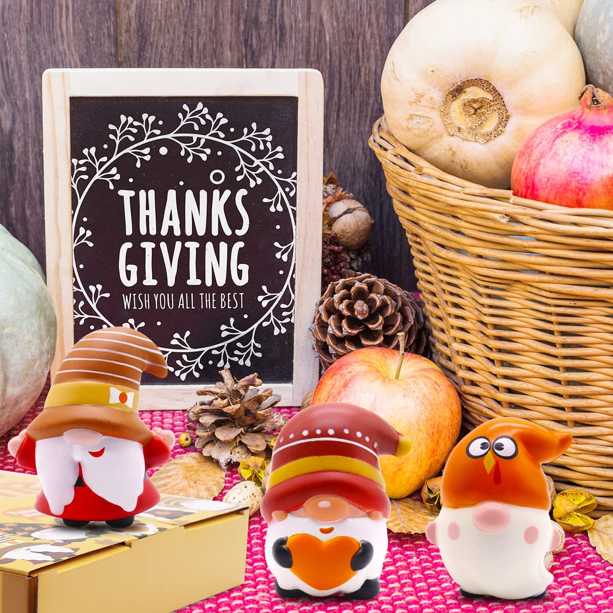 JOINBO Thanksgiving Gnomes Squishies – 6 Pack Kids' Stress Relief Toys