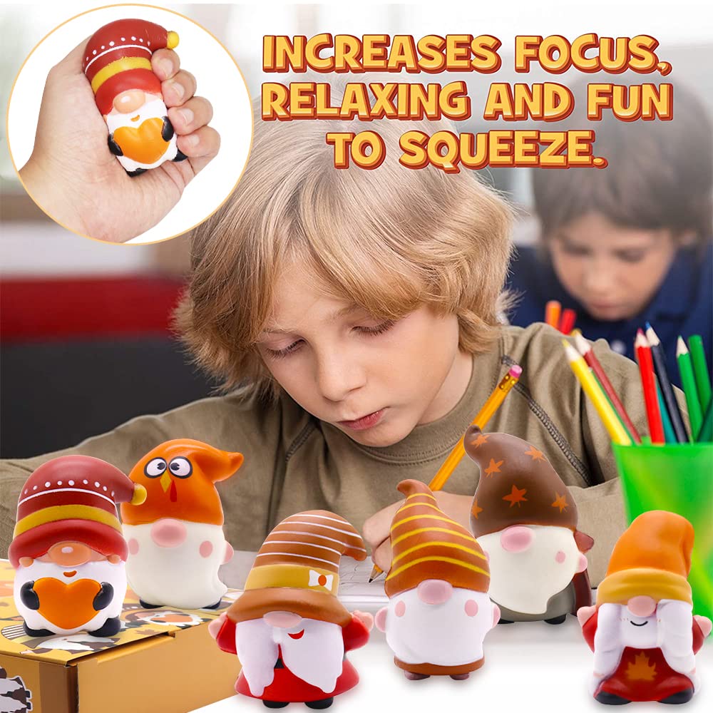 JOINBO Thanksgiving Gnomes Squishies – 6 Pack Kids' Stress Relief Toys