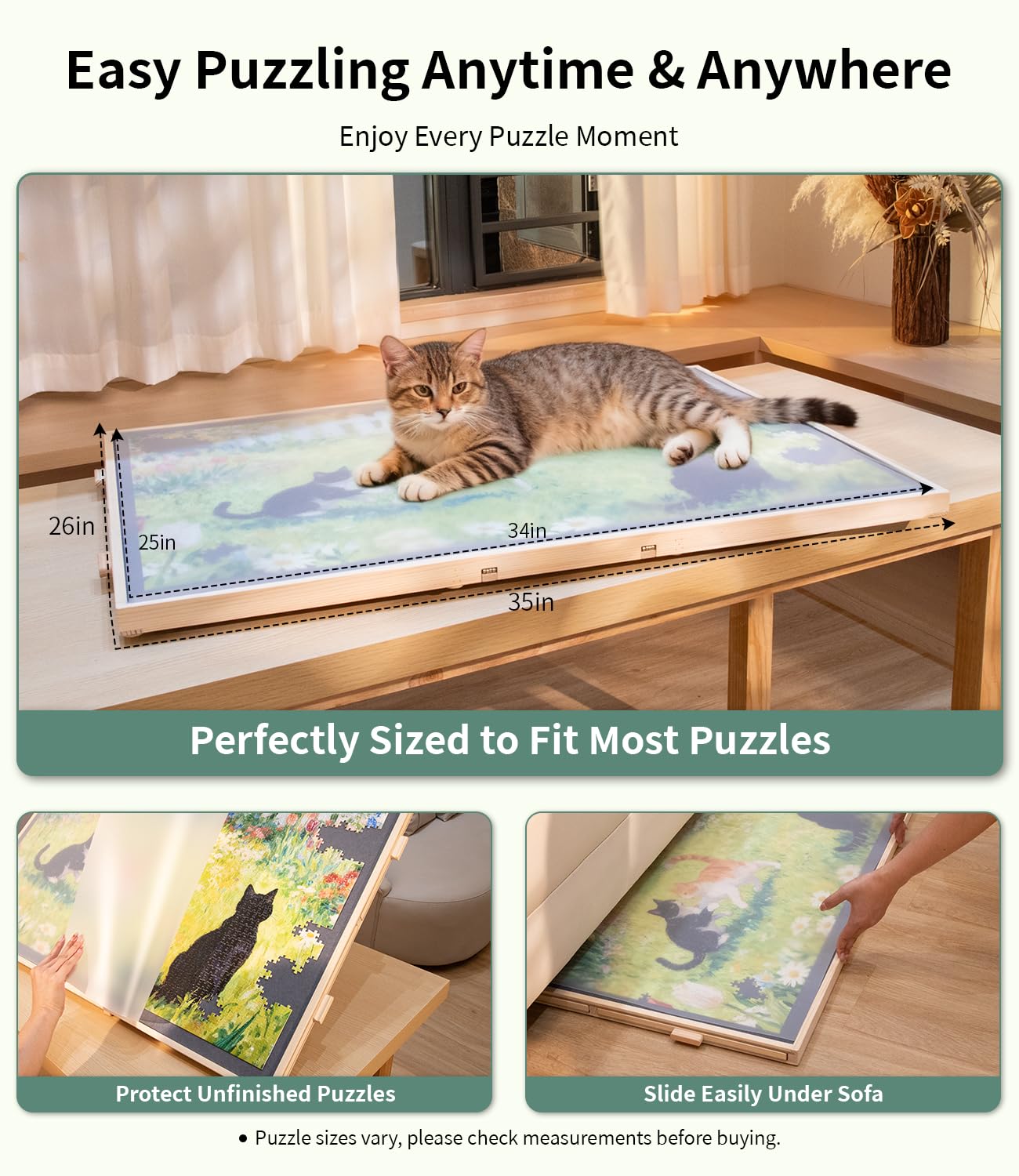 JOIN&JOY 1500-Piece Tilting & Rotating Puzzle Board – Non-Slip, Protective Cover, Colorful Drawers