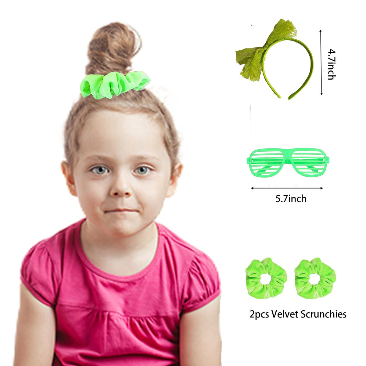 Joizomou Girls 80s Costume Set – 7pc Neon Tutu & Accessories for Cosplay
