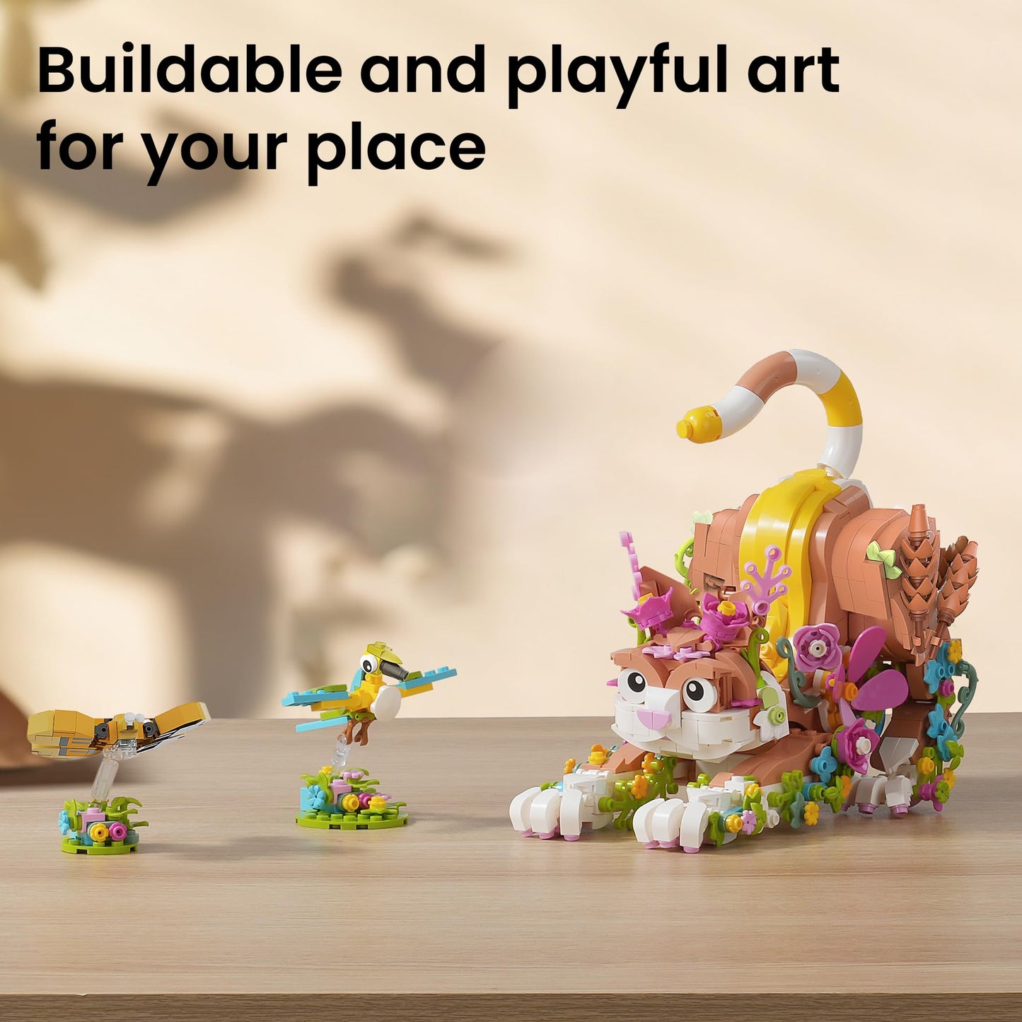 JOJO&Peach Cat and Flower Building Toy Set – 1038-Piece 3-in-1 Animals for Girls, Teens & Adults