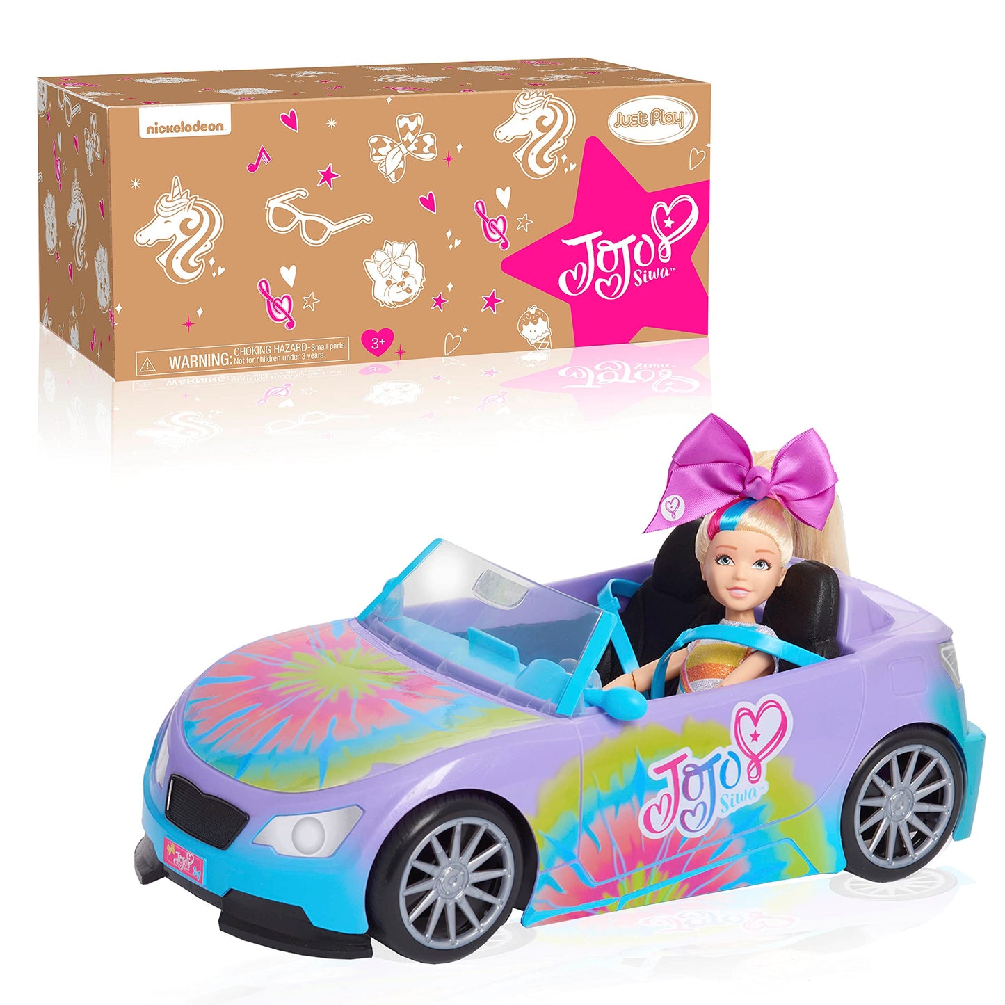 JoJo Siwa California Cruiser Doll Car – Rainbow Tie-Dye, Seats 2 Dolls
