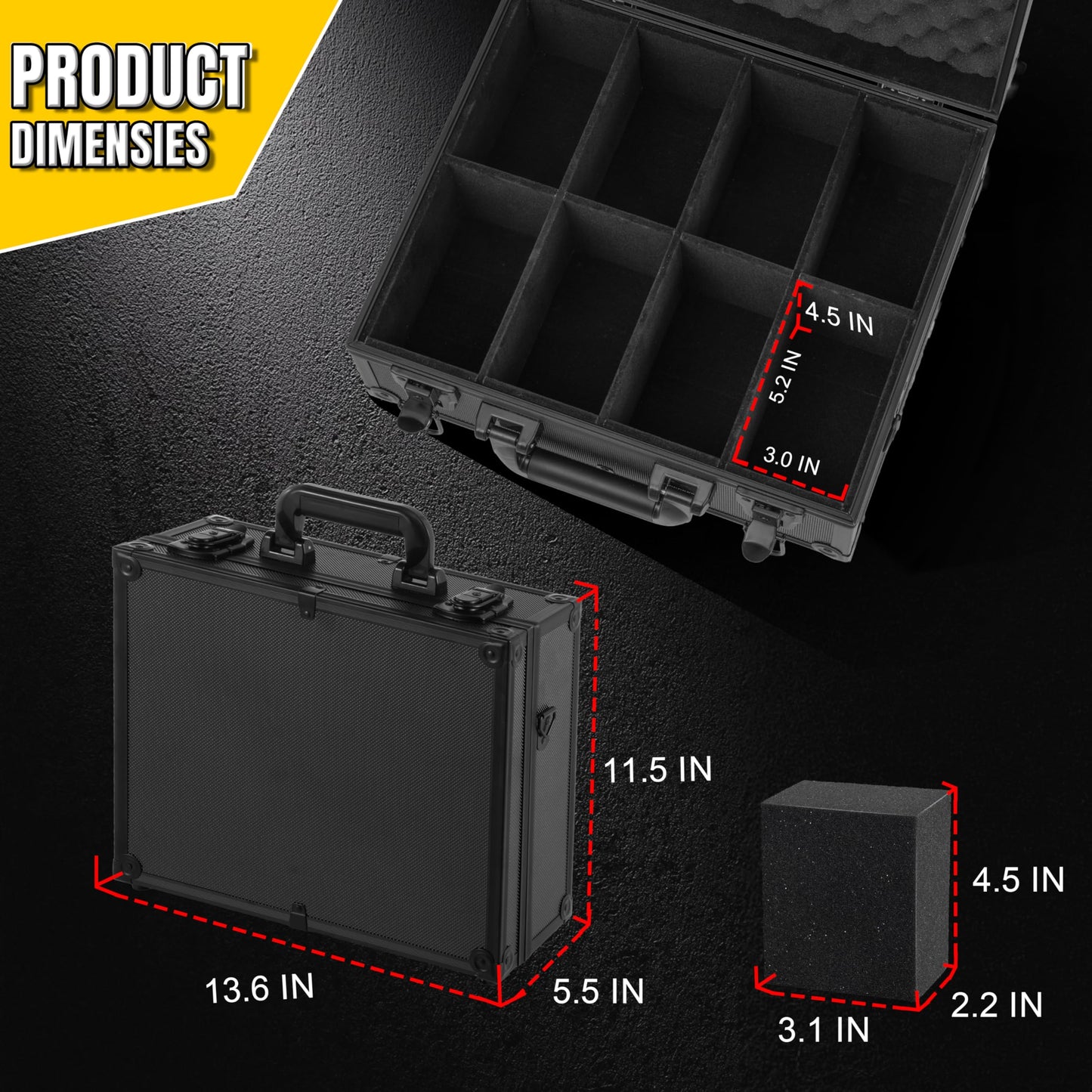 JOJOUP Toploader Box – 650+ Top Loaders, Lockable Aluminum Card Case (Black)