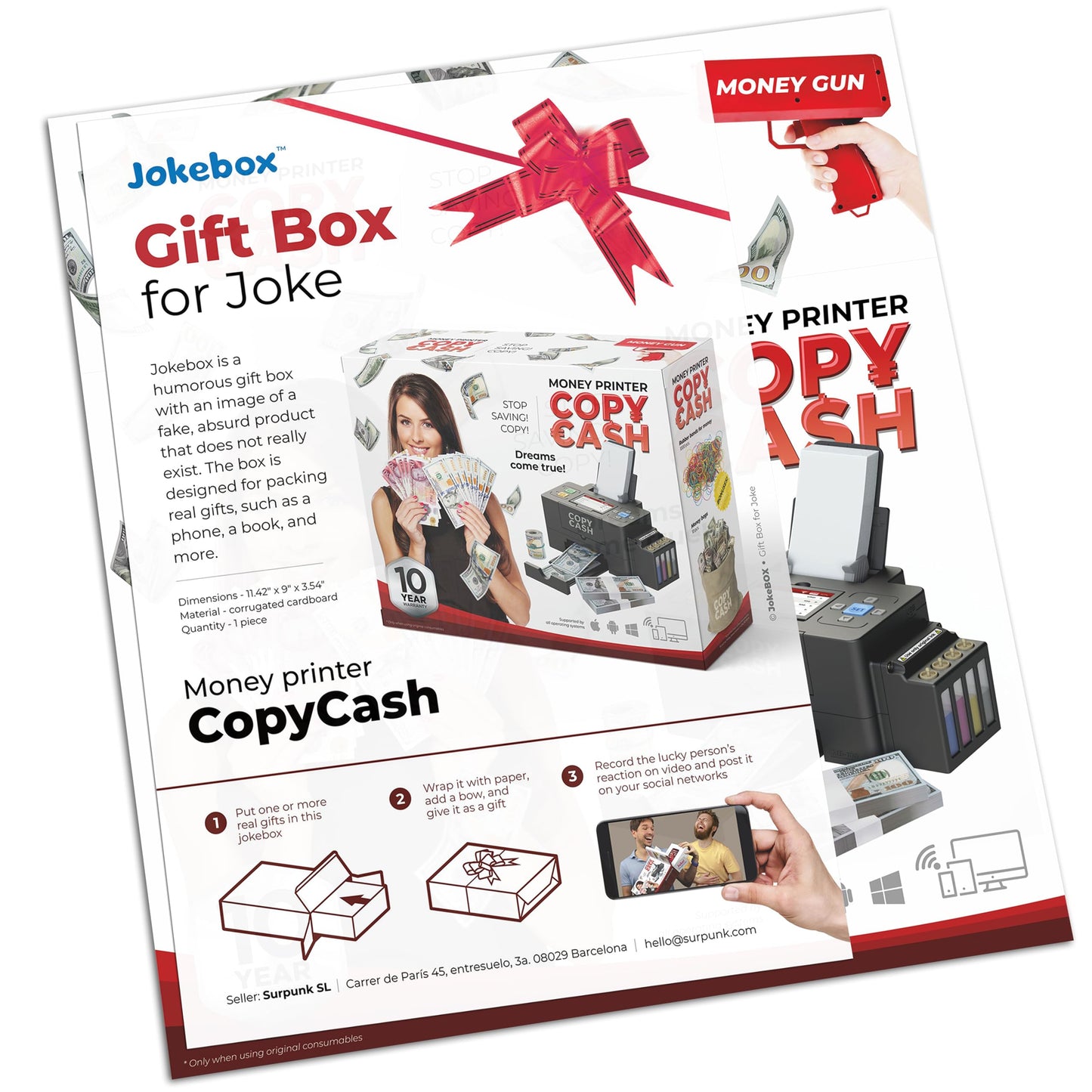 Jokebox CopyCash Prank Gift Box – Hilarious Empty Gift Box for Real Presents