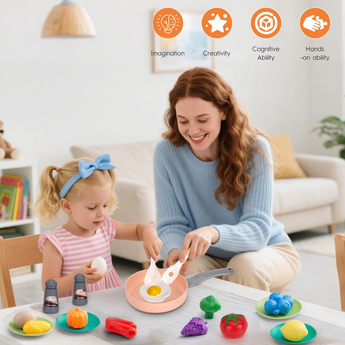 JokerKing 35-Piece Kids Kitchen Toy Set – Pink Pots, Pans & Utensils