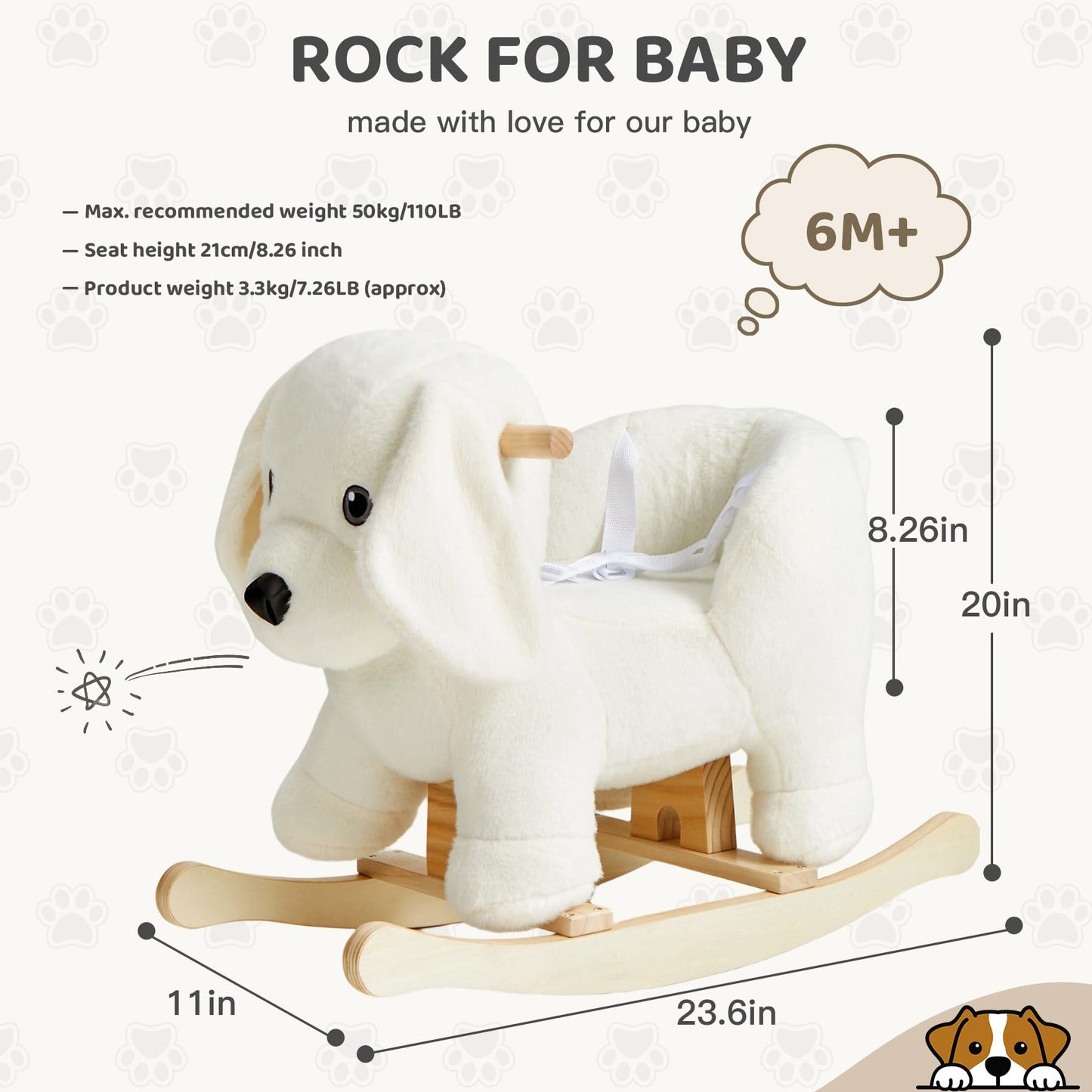 JOLIE VALLEE TOYS & HOME Labrador Baby Rocking Horse – Wooden Ride-on Toy for Toddlers