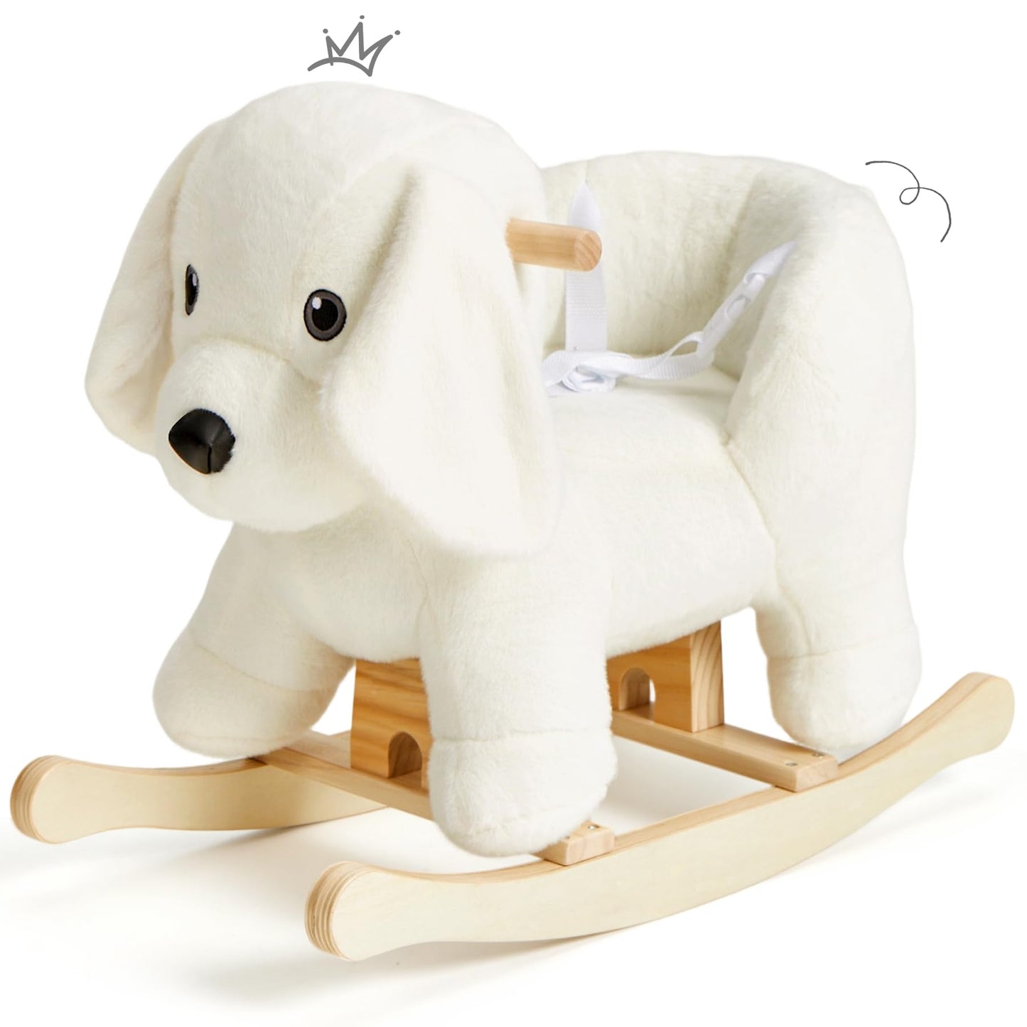 JOLIE VALLEE TOYS & HOME Labrador Baby Rocking Horse – Wooden Ride-on Toy for Toddlers