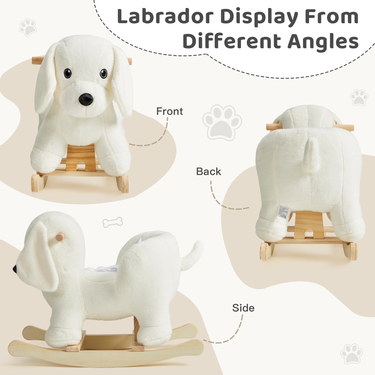 JOLIE VALLEE TOYS & HOME Labrador Baby Rocking Horse – Wooden Ride-on Toy for Toddlers