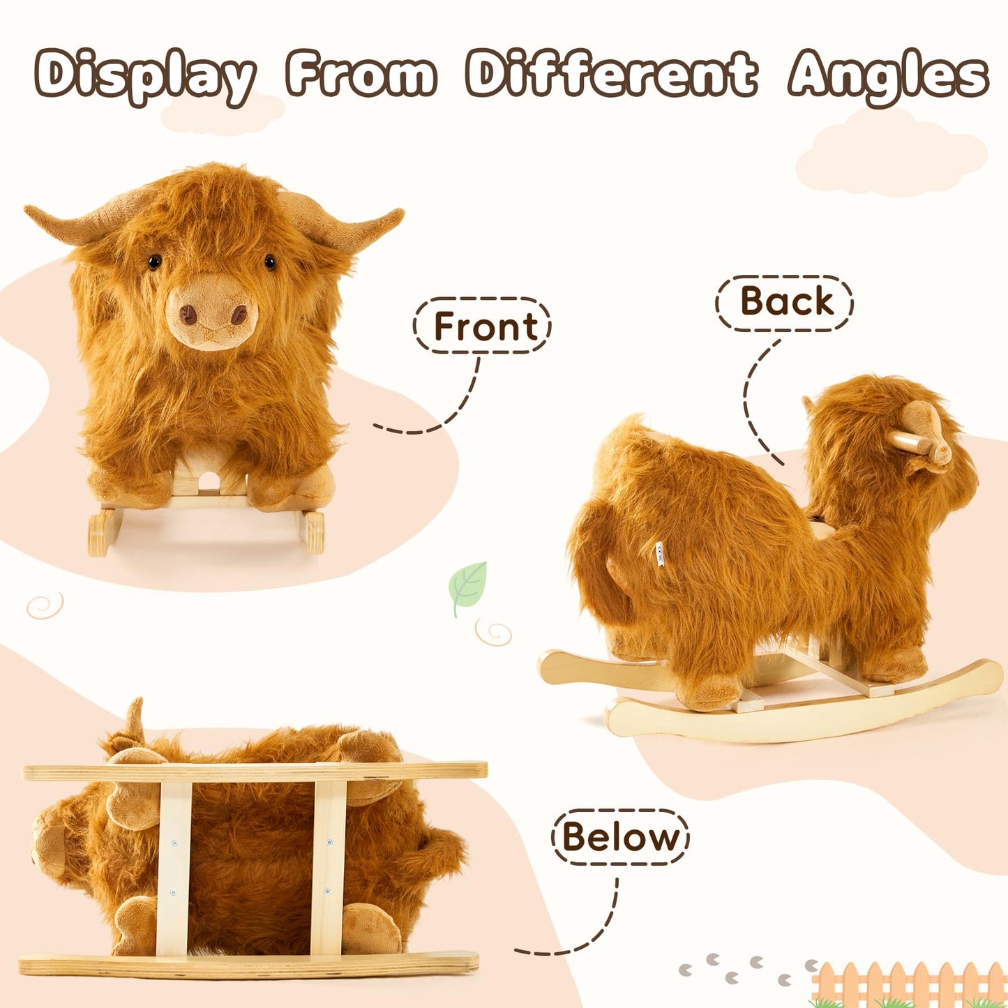 JOLIE VALLÉE TOYS & HOME – Highlander Cattle Wooden Baby Rocking Horse for Toddlers