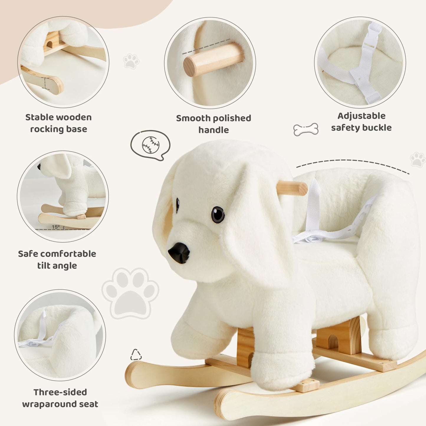 JOLIE VALLEE TOYS & HOME Labrador Baby Rocking Horse – Wooden Ride-on Toy for Toddlers