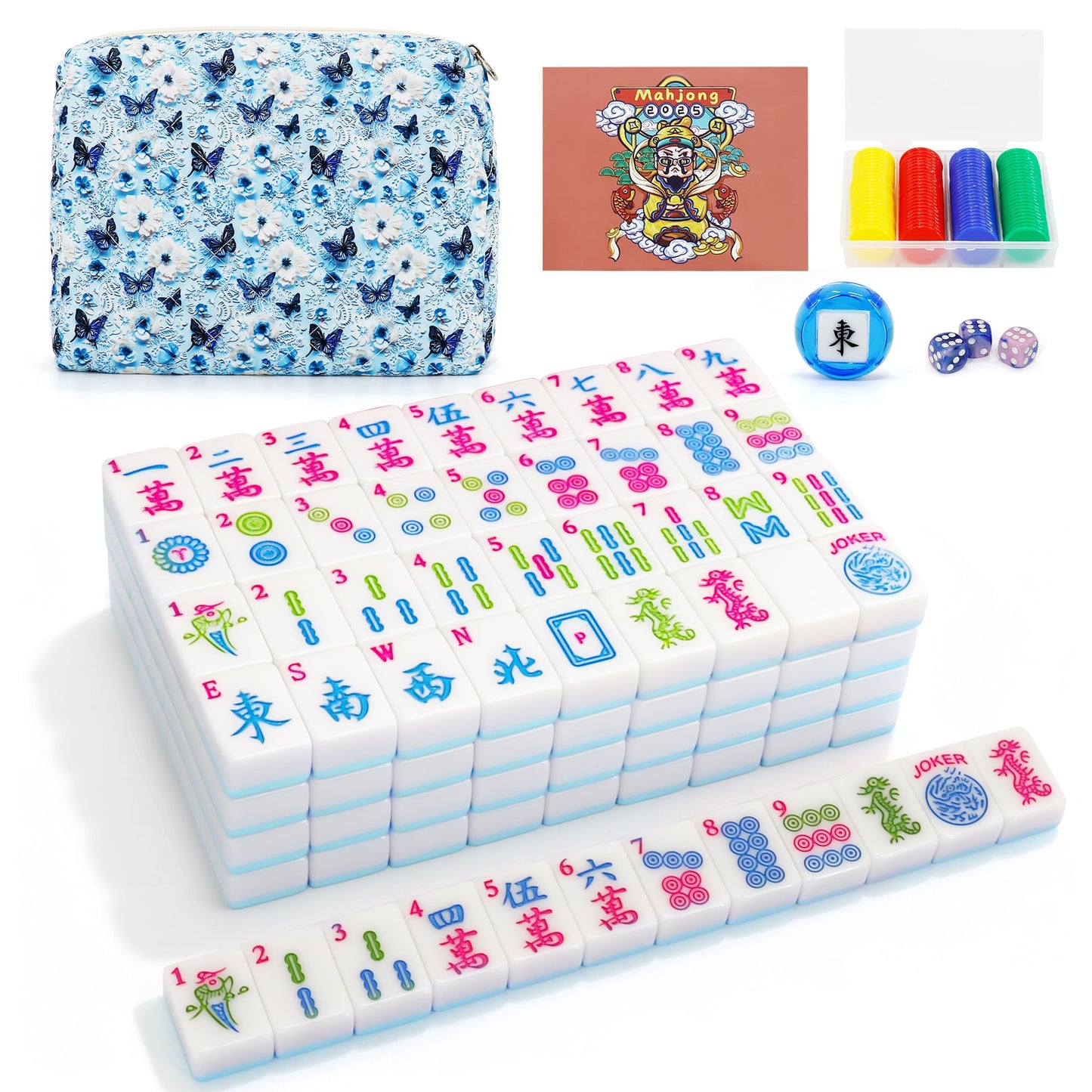 Jolitac American Mahjong Game Set – 166 Premium Tiles, 1.2-Inch Tiles, Carry Bag