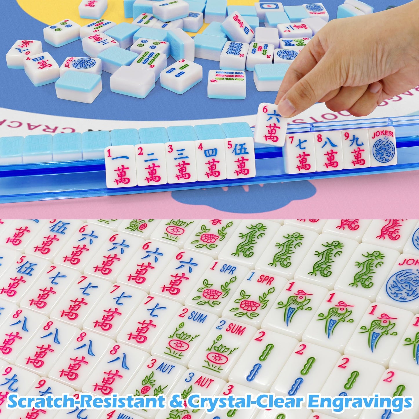 Jolitac American Mahjong Game Set – 166 Premium Tiles, 1.2-Inch Tiles, Carry Bag