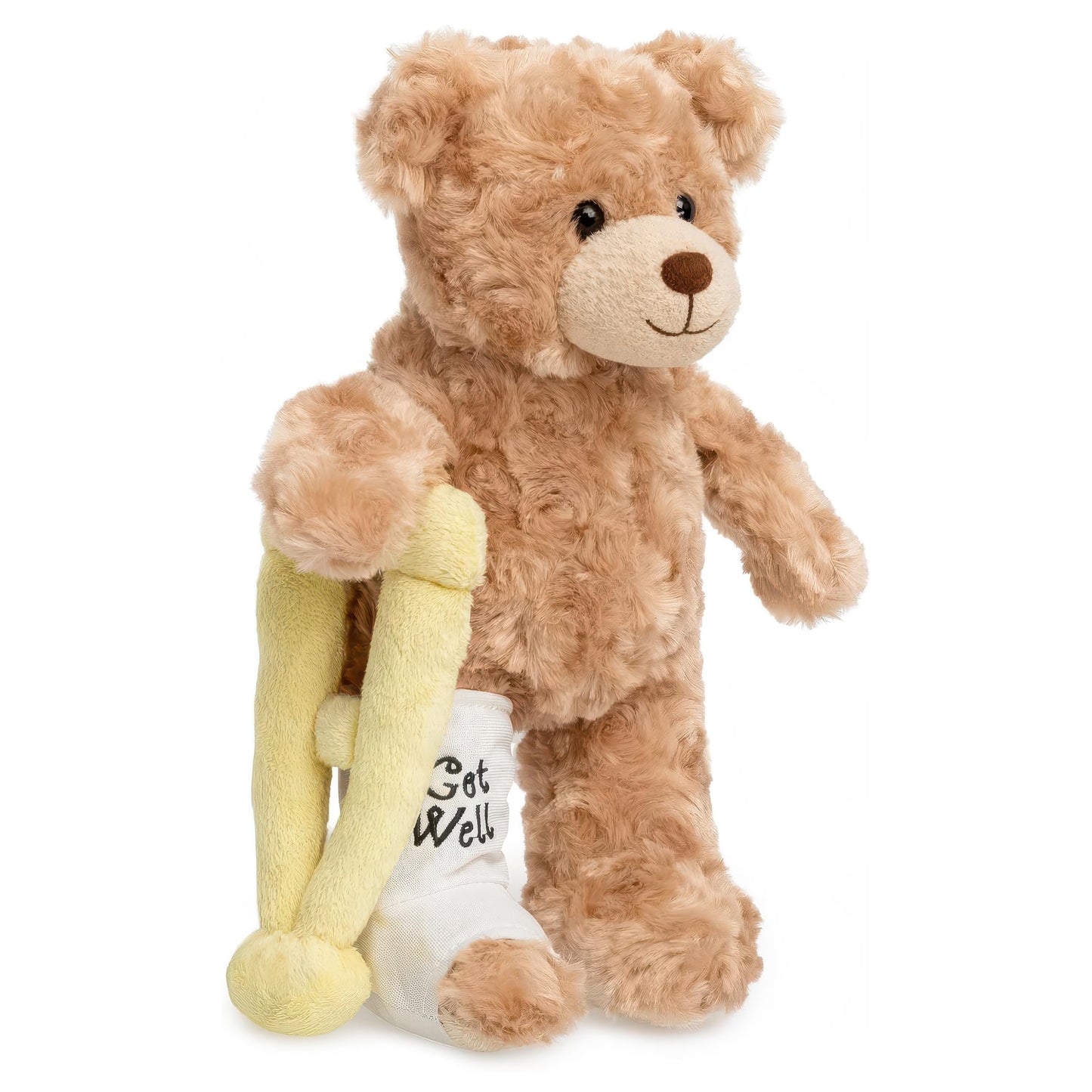 Jolitee Broken Leg Teddy Bear with Reversible Cast & Crutch – 10.5 in Get Well Gift