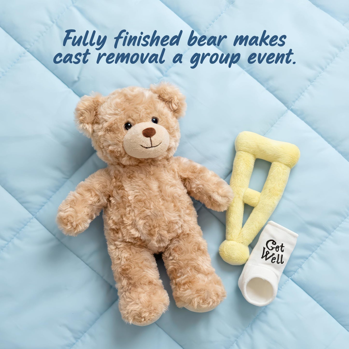 Jolitee Broken Leg Teddy Bear with Reversible Cast & Crutch – 10.5 in Get Well Gift