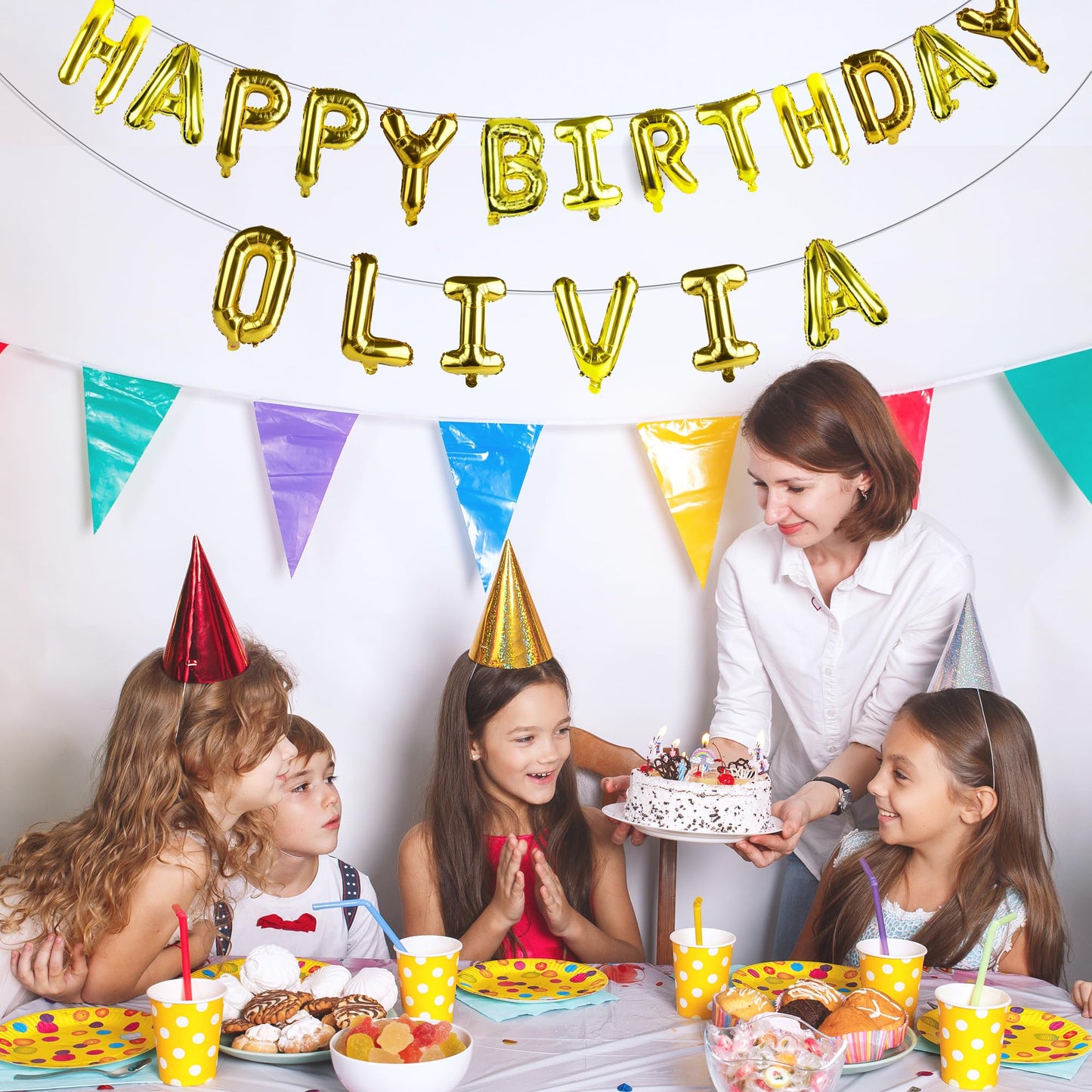 Jolixiraz 58 PCS Alphabet Balloons A-Z & AEIOU — 16-Inch Green Mylar Foil Set for Weddings, Birthdays, and Events