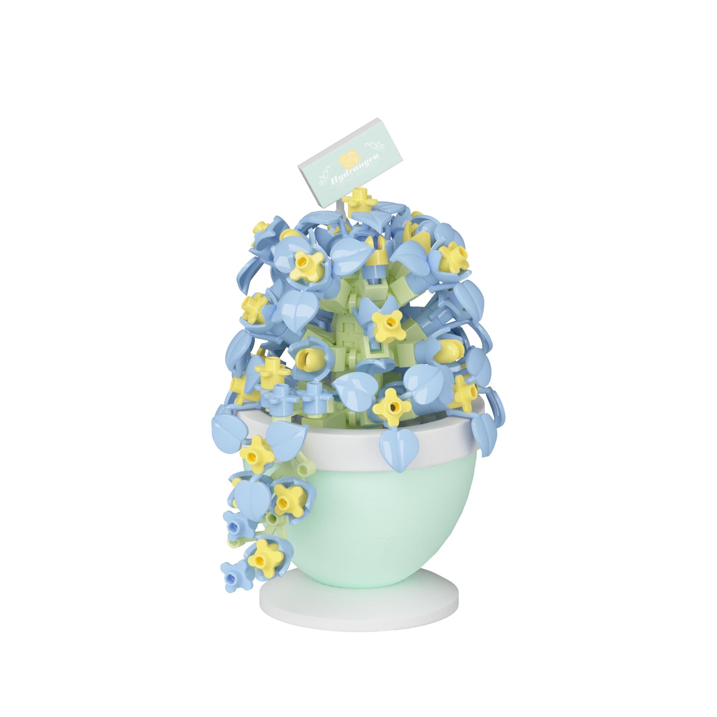 Jollcnoia Hydrangea Mini Flower Bonsai Building Toy – DIY Potted Plant Blocks