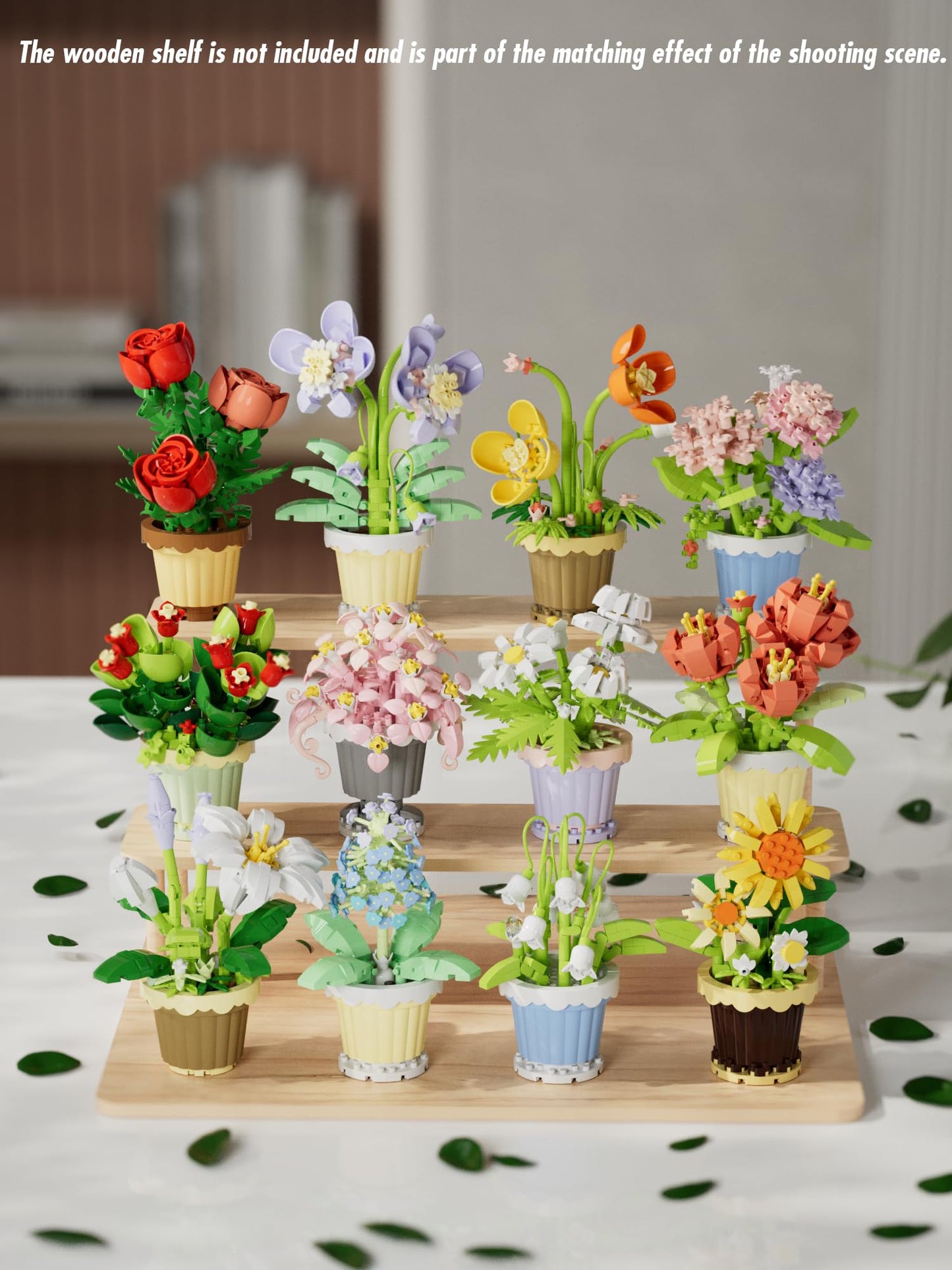 Jollcnoia 12-Set Mini Flower Potted Bonsai Building Blocks | DIY Floral Decor
