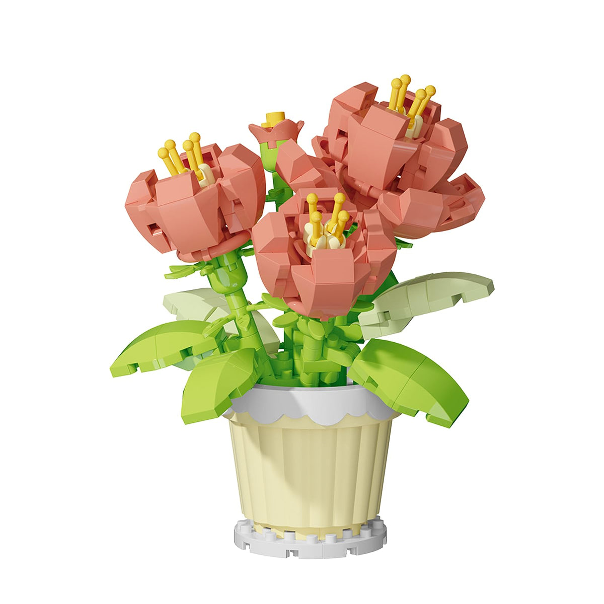 Jollcnoia Peony Mini Flower Bonsai Blocks | DIY Flower Pot Building Toys