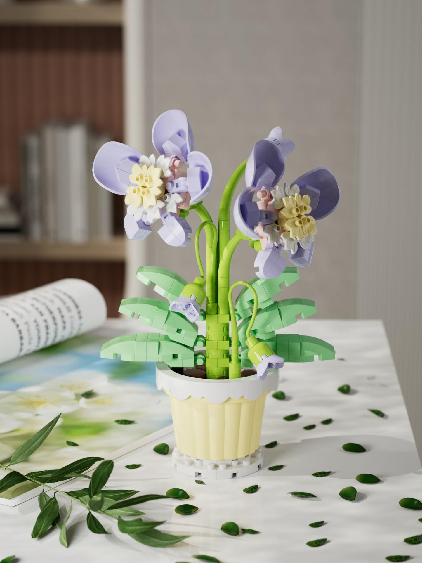 Jollcnoia Orchid Mini Flower Bonsai Blocks – DIY Potted Plant Building Toy