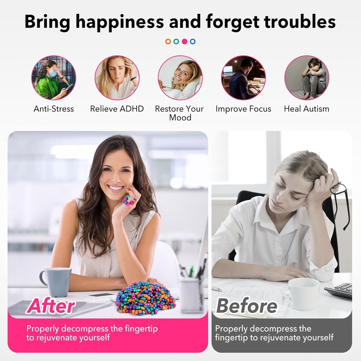Jollicube 350pcs Fidget Toys for Adults – Desk Stress Relief & Office Focus Gift Pack