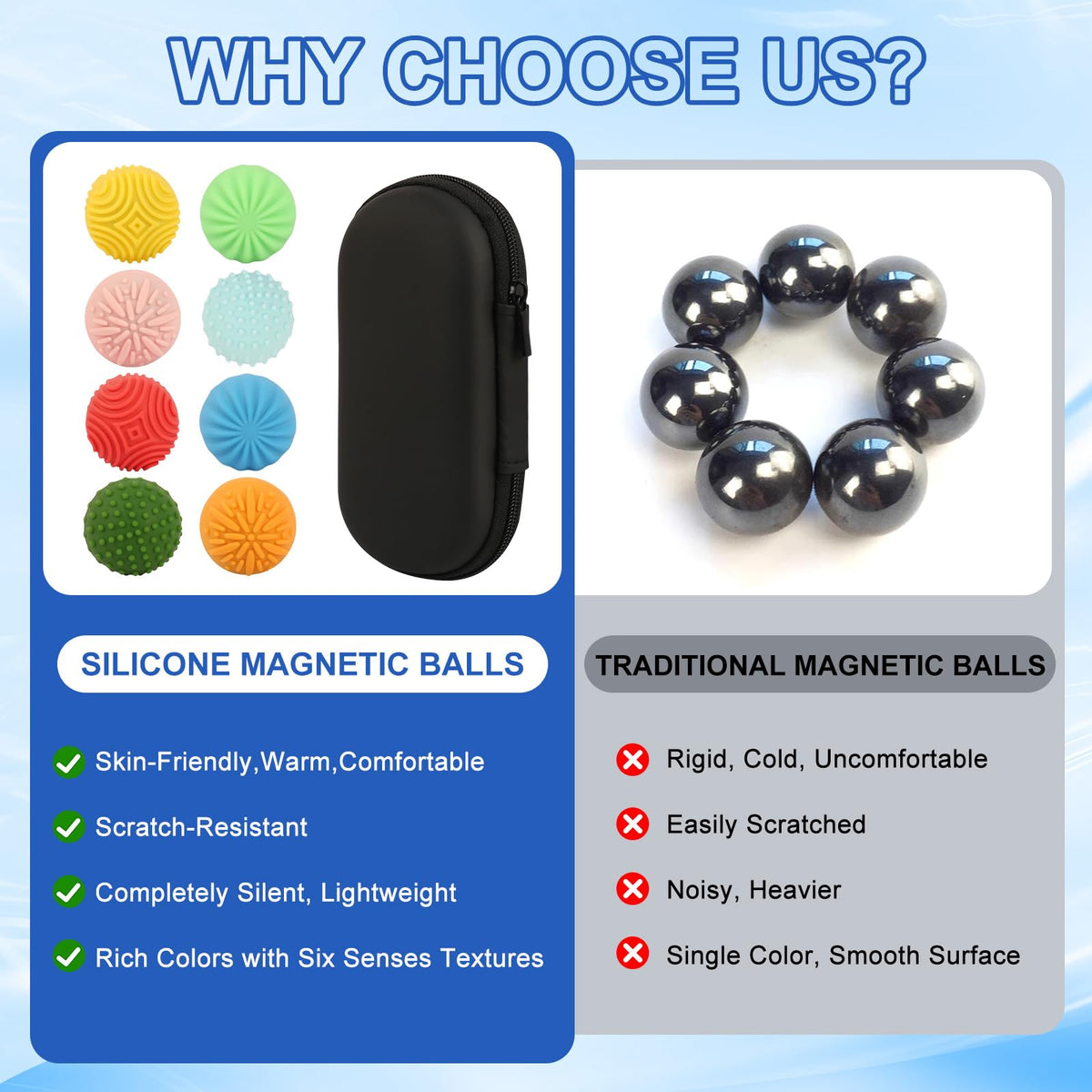 Jollicube Silicone Magnetic Balls – 8-Piece Fidget Toy for Focus and Quiet Sensory Play