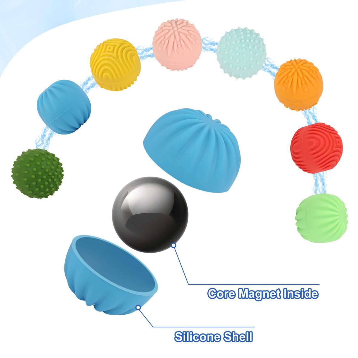 Jollicube Silicone Magnetic Balls – 8-Piece Fidget Toy for Focus and Quiet Sensory Play
