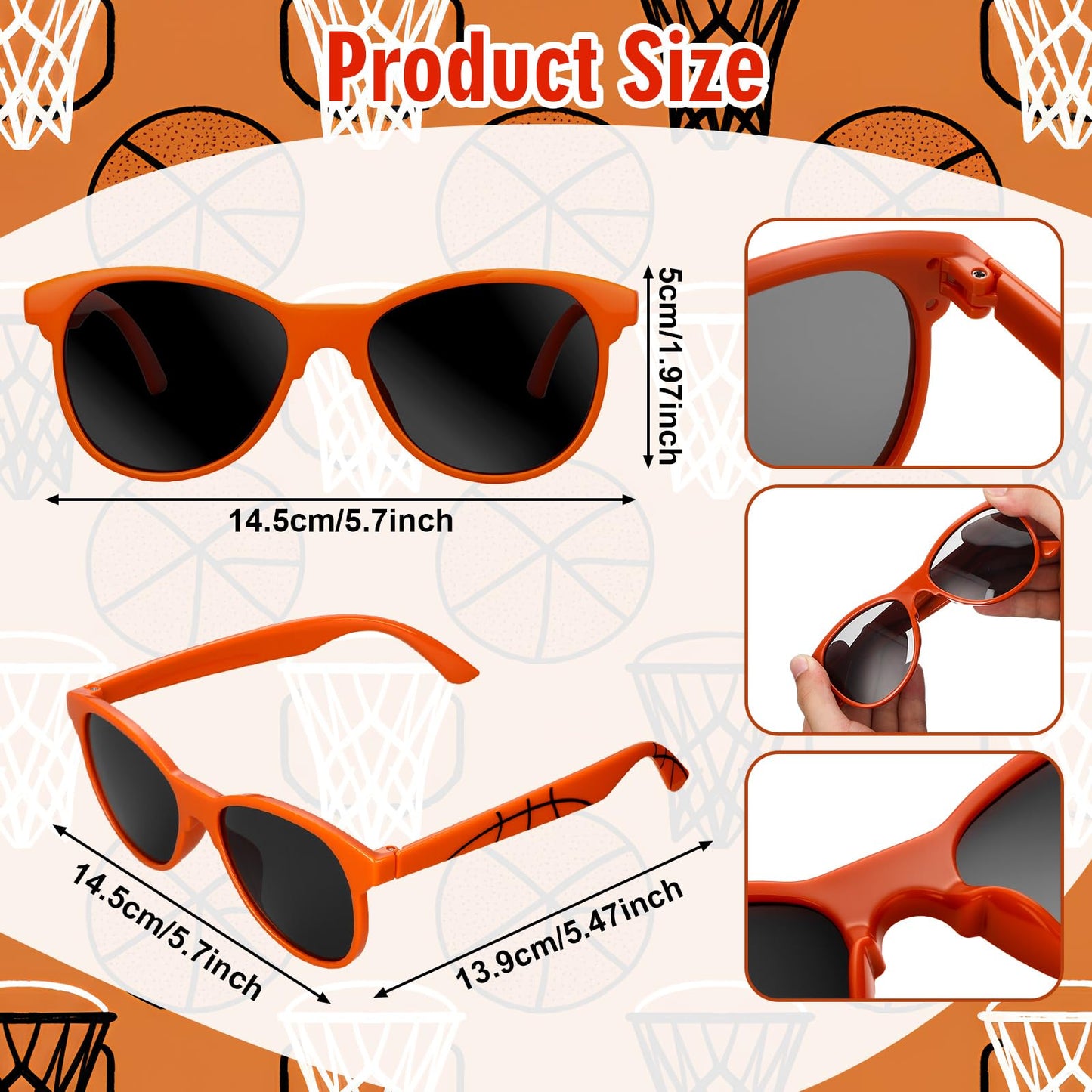 JolliLudo 48 Pcs Basketball Beach Balls & Sunglasses – 12-Inch Inflatable Pool Party Favors