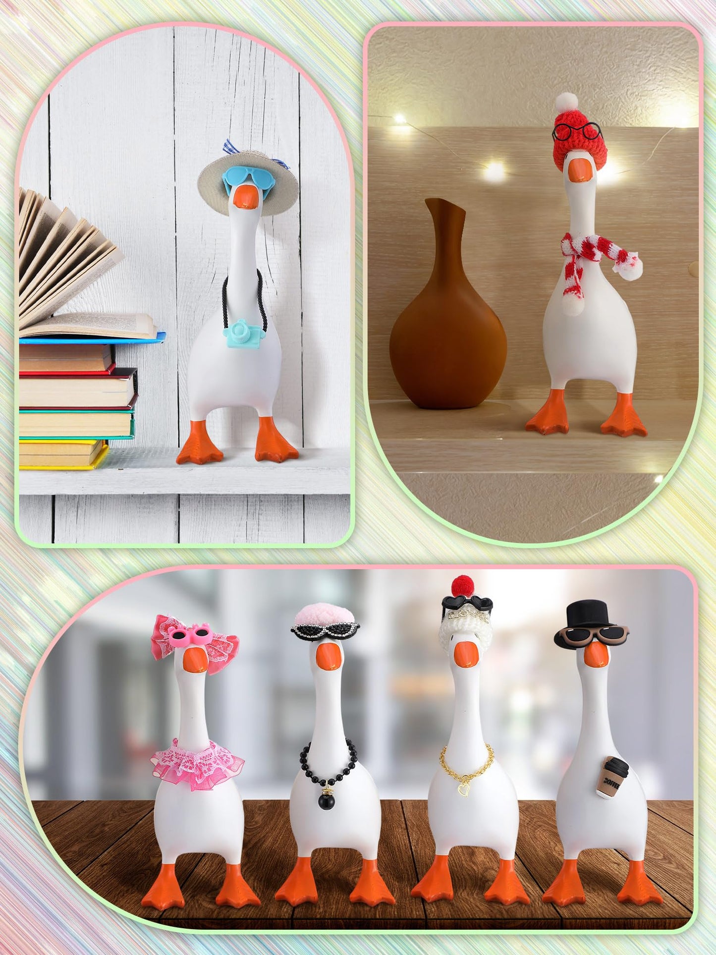 JolliLudo 12-Set 7-Inch Mini Desk Goose Outfits – Hats & Accessories for Magnetic Geese Statues (Vintage)