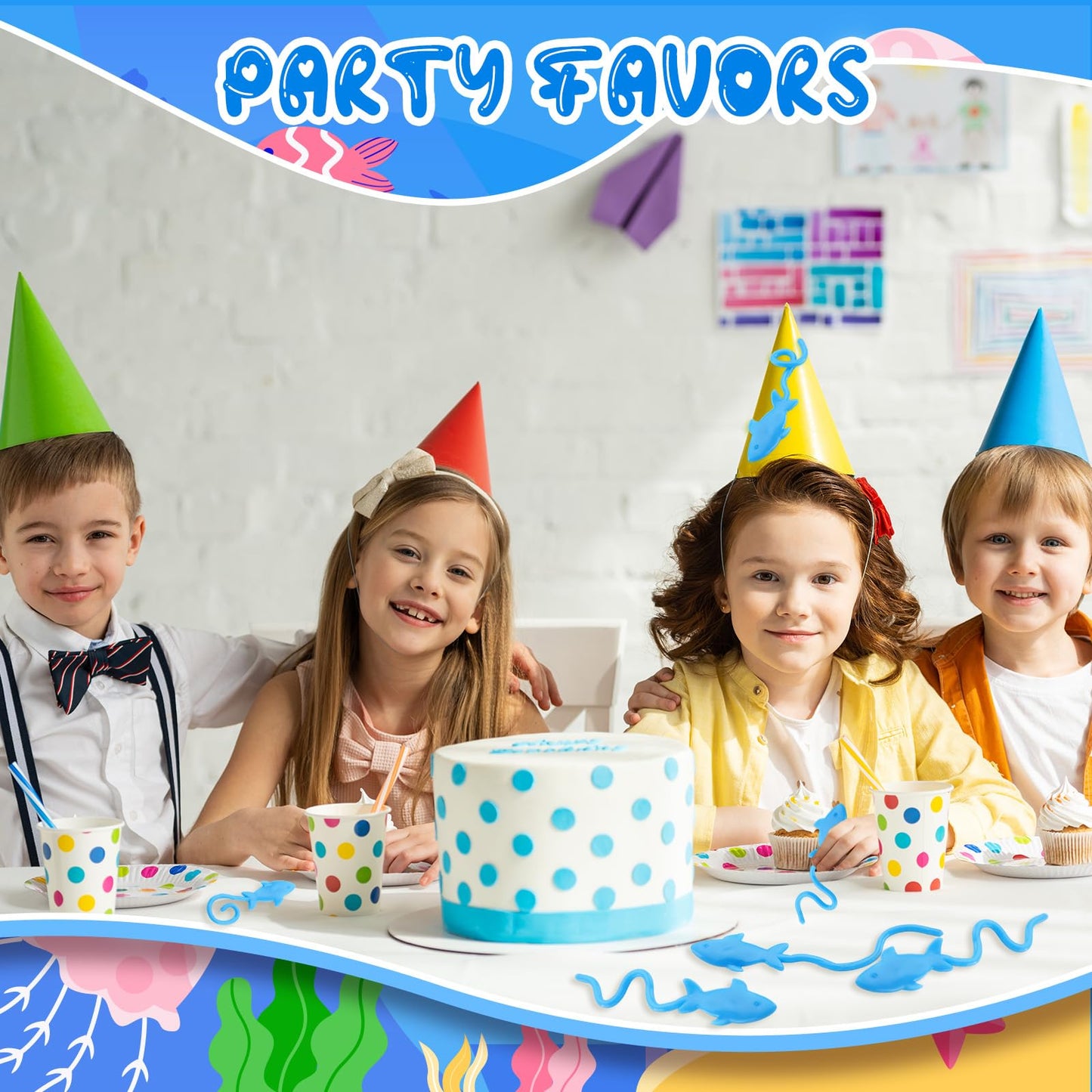 JolliLudo 30 Pcs Blue Sticky Shark Toys – Ocean Themed Party Favors & Prizes