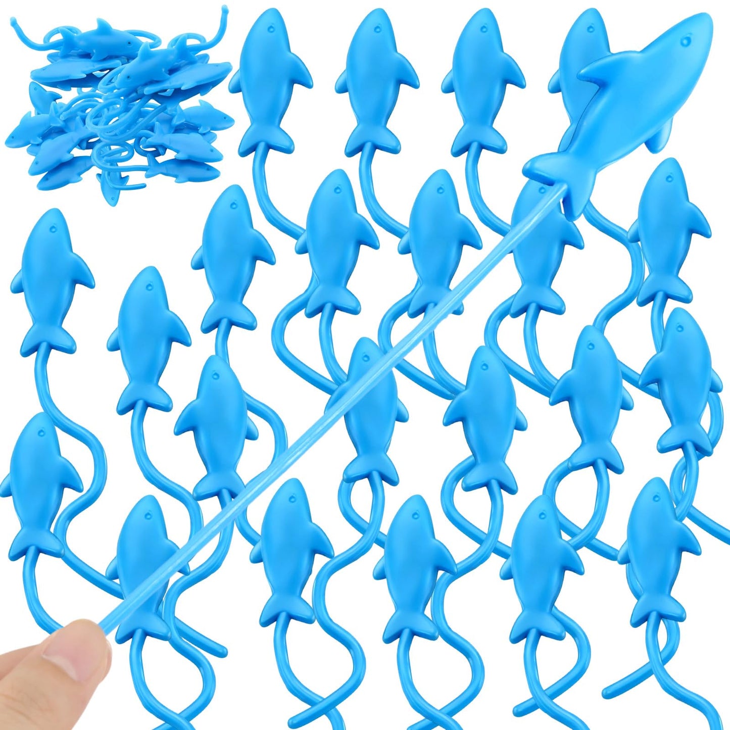 JolliLudo 30 Pcs Blue Sticky Shark Toys – Ocean Themed Party Favors & Prizes