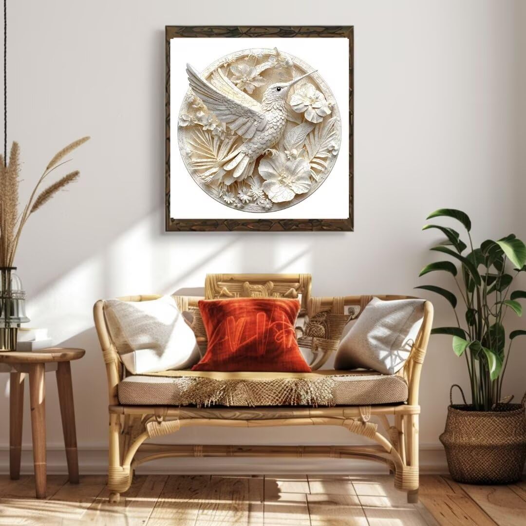 Jollitot 3D Hummingbird Puzzle – 200 Pieces, Wooden 11.4x11.4 in | Gift-Ready